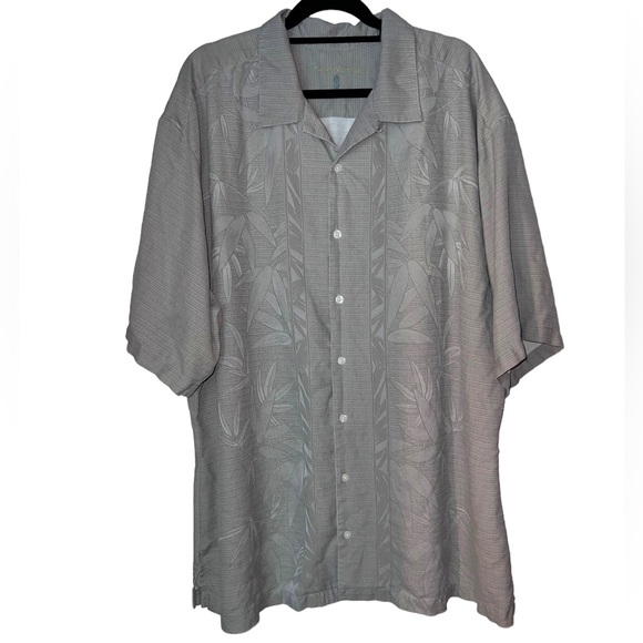 Tommy Bahama Other - Tommy Bahama Taupe 100% Silk Hawaiian Short Sleeve Shirt Men’s Size 2XT